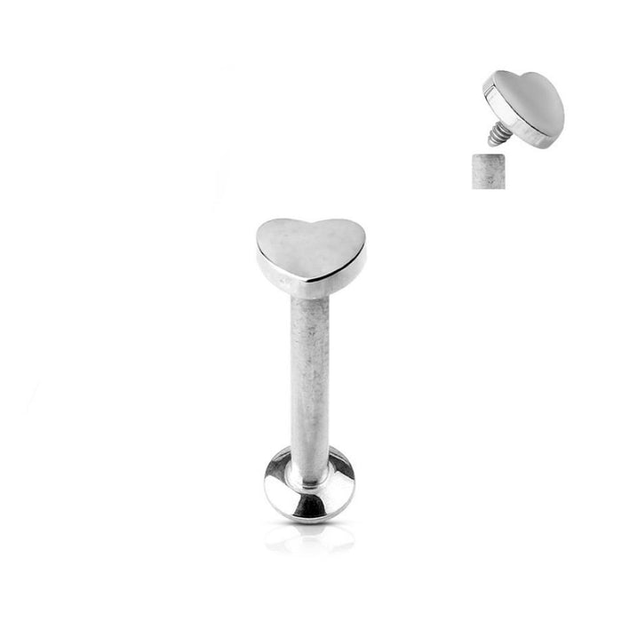 Mini labret met hartje in zilverkleur van chirurgisch staal – subtiel en schattig 