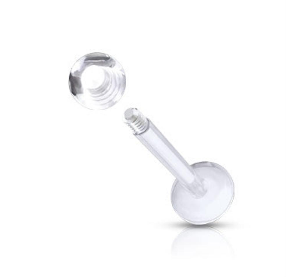 labret retainer transparant, BioFlex, voor oor en lip piercings, Ideaal voor MRI-scans