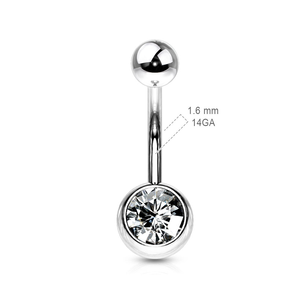 Piercing de ombligo básico de circonita - Acero quirúrgico