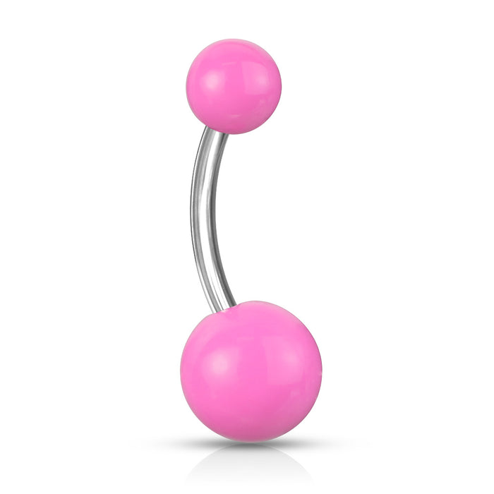 Neon roze navelpiercing van staal en acryl voor een sportieve look