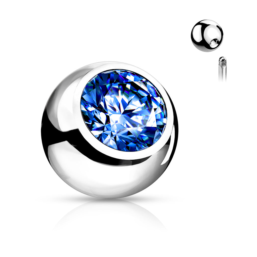 Piercing de ombligo básico con doble cristal - Acero quirúrgico