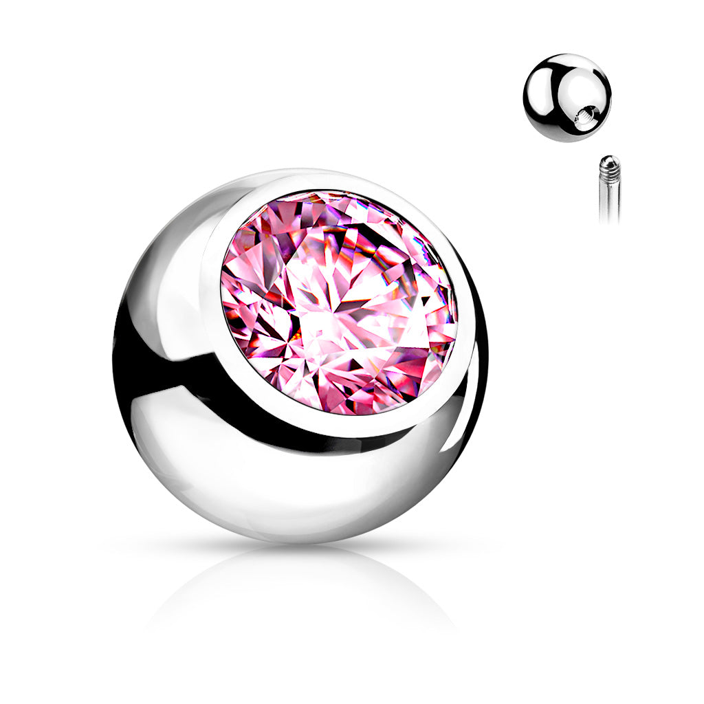 Piercing de ombligo básico con doble cristal - Acero quirúrgico