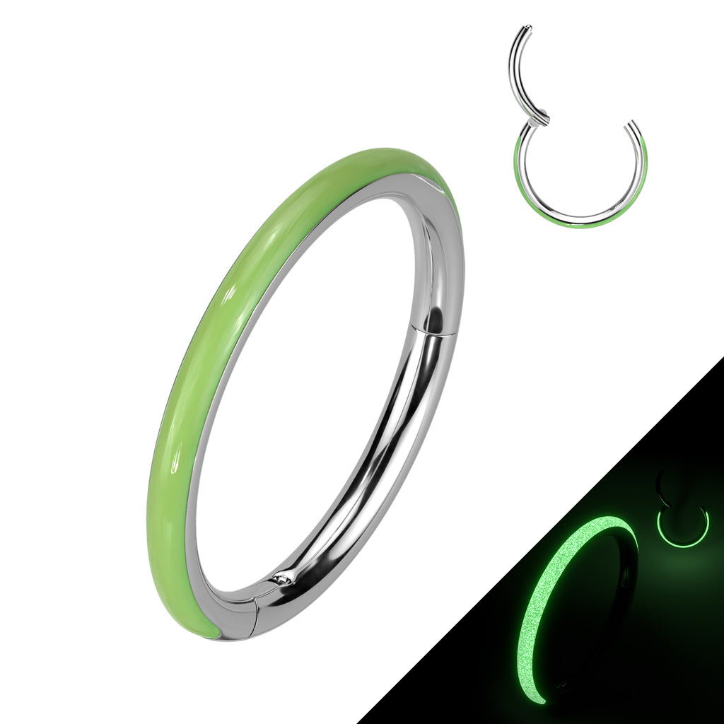 Anillo de clic que brilla en la oscuridad verde - Titanio