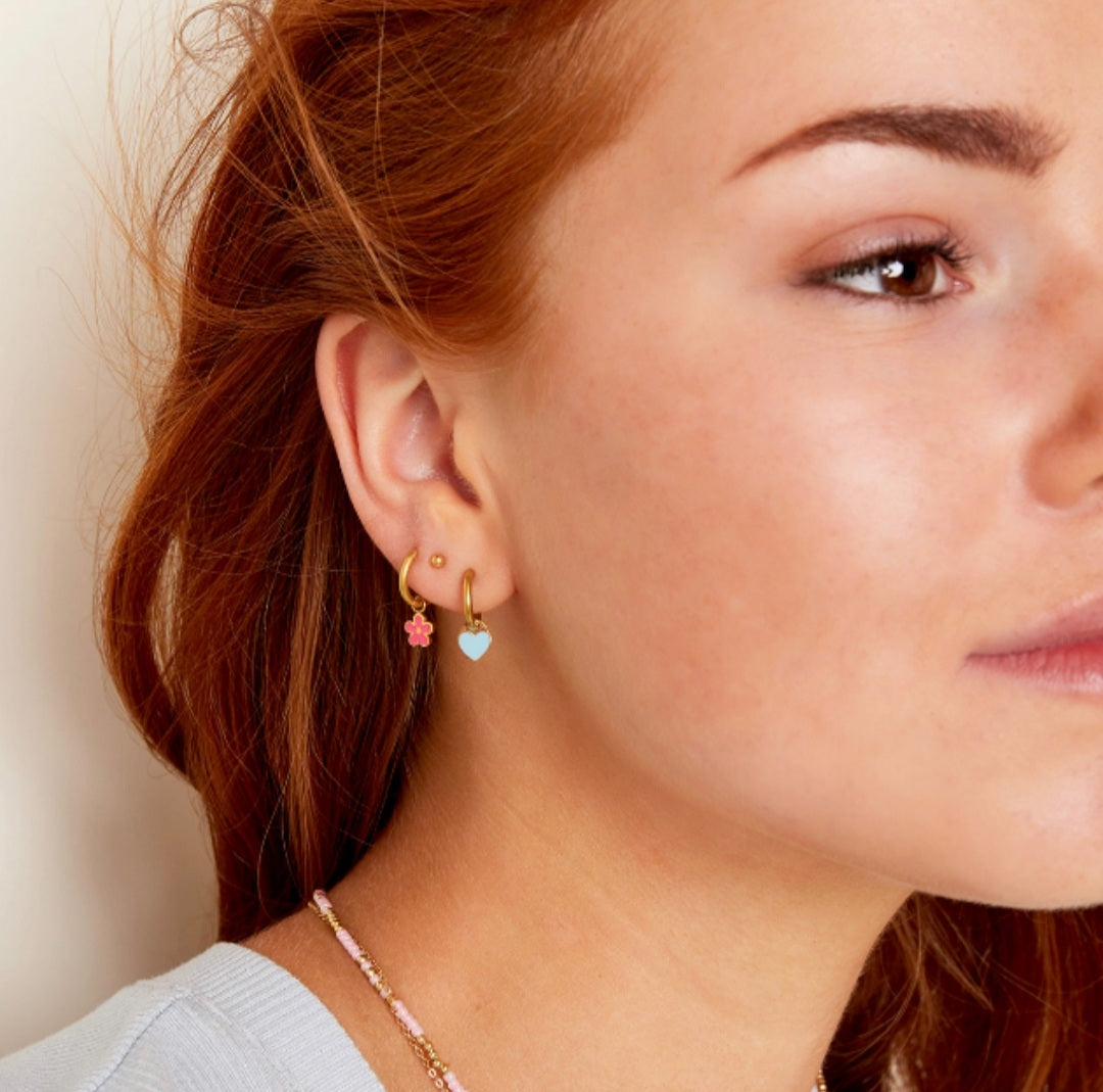 Pendientes Flor Rosa Brillante. No disponible.