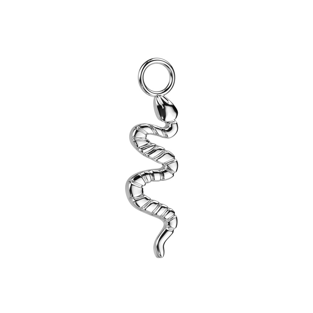 Piercing o Pendiente Charm Serpiente Color Plata - Titanio