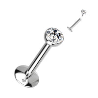 labret zilverkleurig met kristal, titanium, voor lip, helix, conch