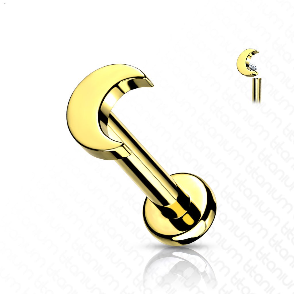Goudkleurige titanium labret met maanvorm