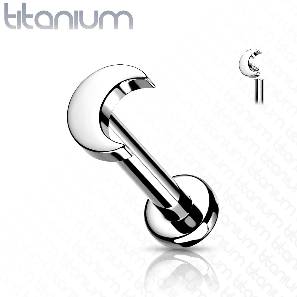Titanium labret met zilverkleurige maan