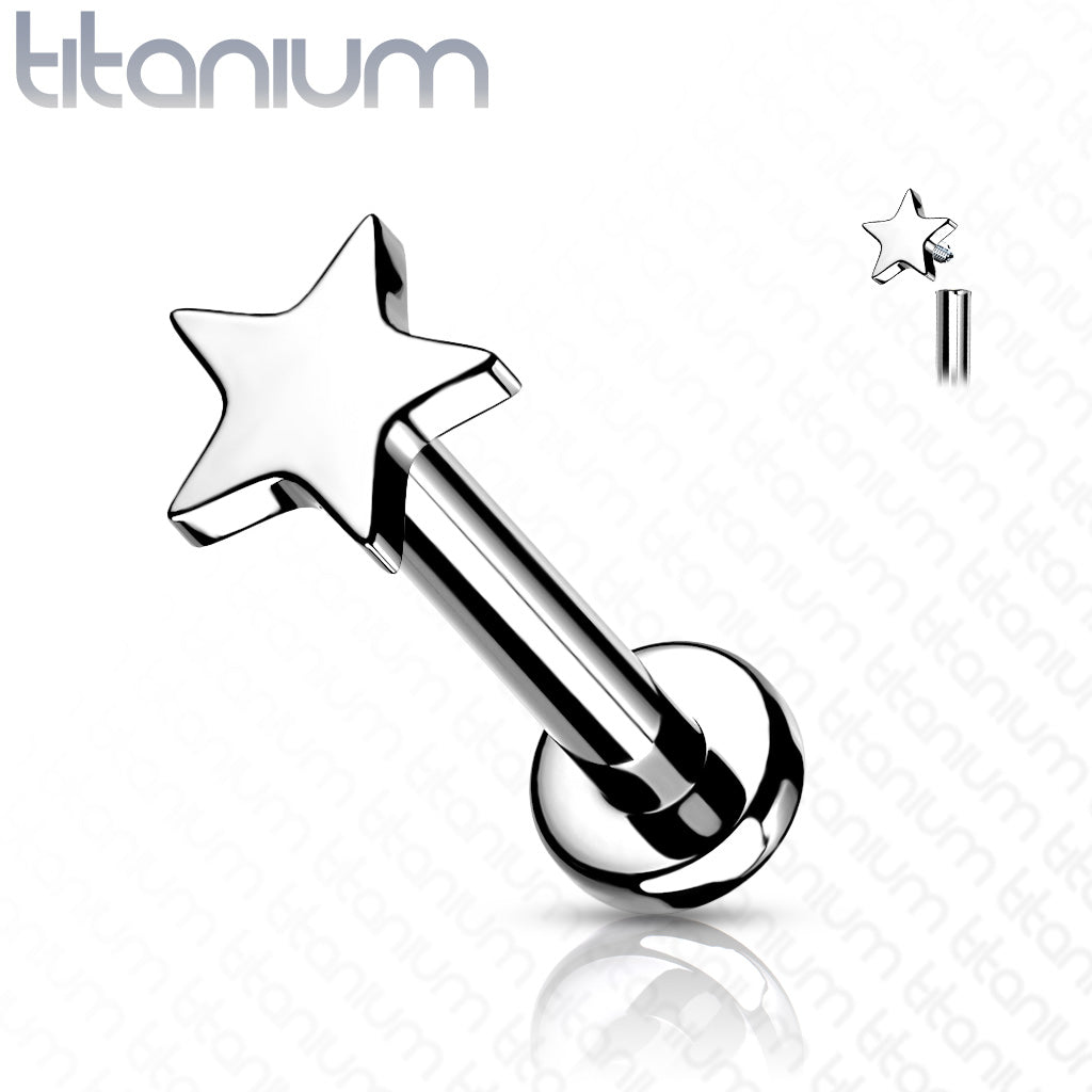  Titanium labret met zilverkleurige ster