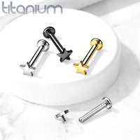 Collectie foto met Goudkleurige labret met ster van titanium - 