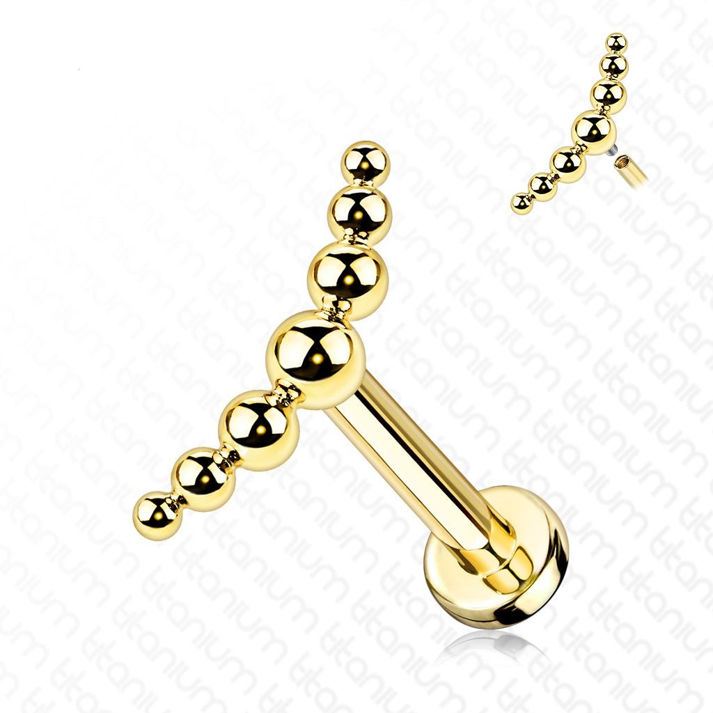 Labret Titanio Bolas Lazo Dorado