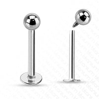Subtiele zilverkleurige labret 1.0mm van titanium met baltop – elegant en comfortabel