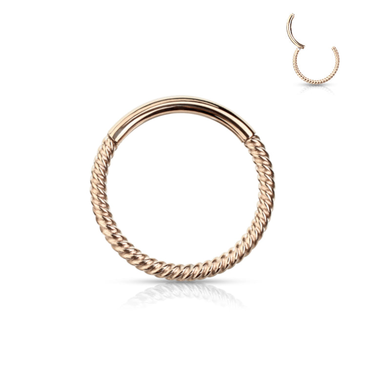 Roségouden wire clicker piercing, chirurgisch staal, geschikt voor septum of helix.