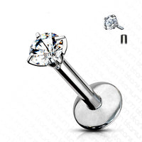 Titanium labret met klein zirconia steentje – geschikt voor lip en oor