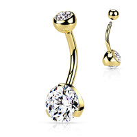 Goudkleurige navelpiercing met helder kristal, chirurgisch staal, elegant ontwerp