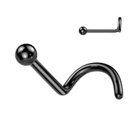 Neuspiercing in mat zwart titanium, geschikt voor neusvleugel