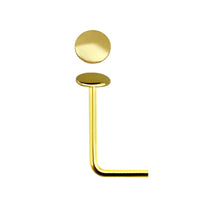 L-vorm neuspiercing met vlakke top, verguld goud, vervaardigd uit sterling zilver s925, geschikt voor de nostril.