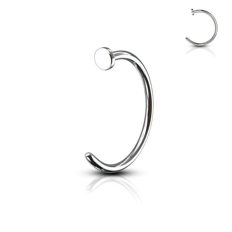Zilverkleurig open neusringetje 0.8mm – chirurgisch staal, voor nostril piercing