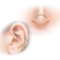 Voorbeelden hoe je deze piercingketting kan combineren met bijvoorbeeld een helix of neuspiercing.